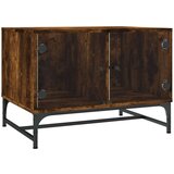 vidaXL Klubska mizica s steklenimi vrati dimljeni hrast 68,5x50x50 cm | Shoptok.si