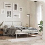 Maison Chic Kovinski Posteljni okvir - Dvoposteljna postelja - Zakonska postelja z vzglavjem bel 135x190 cm, (21692840) | Shoptok.si