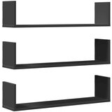 vidaXL Stenska polica 3 kosi črna 80x18x18 cm inženirski les | Shoptok.si