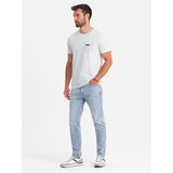 Ombre Men's cotton t-shirt with letter print and pocket - white-gray | Eponuda.ba