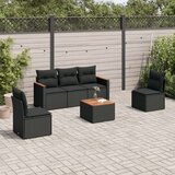  6-dijelni set vrtnih sofa s jastucima crni od poliratana Cijene