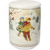 Brandani doza Cuccioli, 15,5x11,5 cm, porcelan, deklica in deček rumen plašč Cene