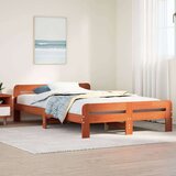 vidaXL Posteljni okvir brez vzmetnice voščeno rjav 120x190 cm borovina | Shoptok.si