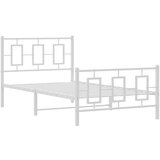 Metalni Kovinski posteljni okvir z vzglavjem in vznožjem bel 100x190 cm | Shoptok.si