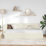  Kutni okvir kreveta s uzglavljem Krema 100 cm x 200 cm Baršun | shoptok.hr