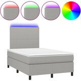 vidaXL Box spring postelja z vzmetnico LED sv. siva 120x190 cm blago, (21111979) | Shoptok.si