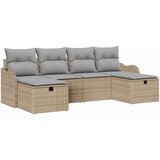 vidaXL Kavčna garnitura z blazino 6 pcs Bež in svetlo siva poli ratan, (5000138356) | Shoptok.si