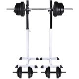 vidaXL Stojalo za uteži s kompletom uteži in palic 60,5 kg cene