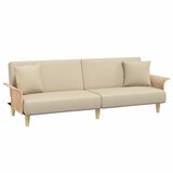 Maison Chic Raztegljiv kavč - Raztegljivi divan z naslonjali za roke krem blago, (21729370) | Shoptok.si