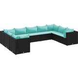  9-dijelna vrtna garnitura od poliratana s jastucima crna | shoptok.hr