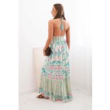 Kesi Włoski Women's viscose dress with straps with a deep neckline and frill mint | shoptok.hr