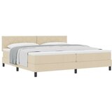  Krevet sa uzglavljem i madracem krema 200x200 cm tkanina | shoptok.hr