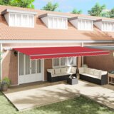 vidaXL Ročna retraktibilna tenda z LED Rdeča 600x300 cm, Tenda nadomestna tkanina za okvir 6x3 m Rdeča | Shoptok.si