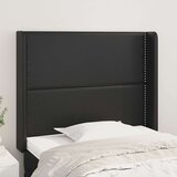  Uzglavlje s ušima crni 93x16x118/128 cm od umjetne kože | shoptok.hr
