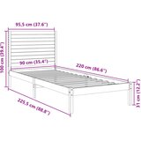  Dugi okvir kreveta bez madraca 90 x 220 cm masivno drvo | shoptok.hr