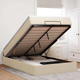 VidaXL Otomanski okvir kreveta s madraca krem 120x200cm od tkanine VidaXL Otomanski okvir kreveta s madraca krem 120x200cm od tkanine Slike