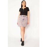 Şans Women's Plus Size Lilac Wash Effect Lean Skirt Cene