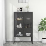 vidaXL Visoka komoda antracit 80x35x135 cm od čelika i kaljenog stakla | shoptok.hr