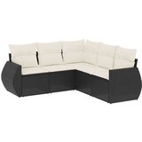 Maison Chic Seti vrtnega pohištva - Vrtna garnitura - Vrtni pohištvo set 5-delna z blazinami črn poli ratan, (21817773) | Shoptok.si