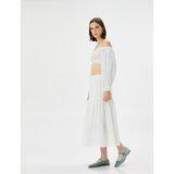 Koton Midi Skirt Elastic High Waist Textured Cene