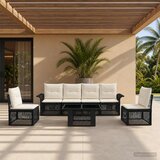  Sjedeća garnitura za vrt 7 kom. Crna i krem-bijela poliratan 100 x 55 x 73 cm | shoptok.hr