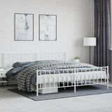 The Living Store Kovinski posteljni okvir z vzglavjem in vznožjem bel 200x200 cm - Posteljni Okvir, (21529948) | Shoptok.si