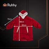 Ruhhy XXL deka s kapuljačom i rukavima, univerzalna veličina, crvena | shoptok.hr
