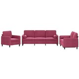  3-dijelni set sofa s jastucima crvena boja vina baršunasti | shoptok.hr