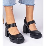 Gemre Black square-toe pumps with buckle Katherin | Shoptok.si