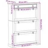 Ormarić za cipele Corona 99x32x138 cm od masivne borovine | shoptok.hr