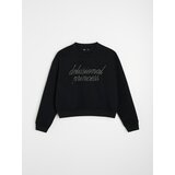 Sinsay Crewneck dukserica od pamuka s dekorativnom aplikacijom Slike