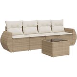  5-dijelni vrtni set sofa s jastucima bež od poliratana | shoptok.hr