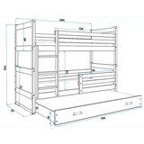  Krevet BMS Rico na kat za 3 osobe 200x90 cm, PINE | shoptok.hr