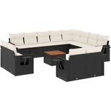  13-dijelni set vrtnih sofa s jastucima poliratan crni | shoptok.hr