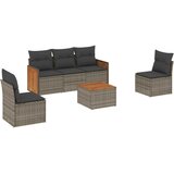  6-dijelni set vrtnih sofa od poliratana s jastucima sivi | shoptok.hr