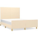 The Living Store Posteljni okvir z vzglavjem krem 140x200 cm blago - Posteljni Okvir Z Vzglavjem, (21527094) | Shoptok.si
