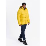 Ombre Men's puffer jacket with check lining - yellow | Shoptok.si