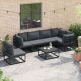  Sjedeća garnitura za vrt 7 pcs Crna 70 x 70 x 32 cm Aluminij | shoptok.hr