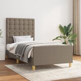 The Living Store Posteljni okvir z vzglavjem taupe 100x200 cm blago - Posteljni Okvir Z Vzglavjem, (21526231) Cene