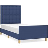 The Living Store Posteljni okvir z vzglavjem moder 90x200 cm blago - Posteljni Okvir Z Vzglavjem, (21531074) | Shoptok.si