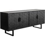White Label Črna nizka komoda iz masivnega bora 140x58 cm Linc – | Shoptok.si