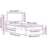  Posteljni okvir z oblazinjenim vzglavjem Temno siva 75 x 190 cm, (5000101539) | Shoptok.si
