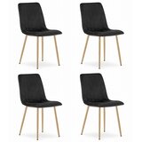  Stolica LAVA od crnog baršuna s drvenim nogama x 4 | shoptok.hr