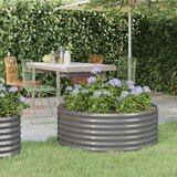 vidaXL visoka greda iz prašno premazanega jekla 100x100x36 cm siva | Shoptok.si