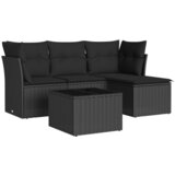 Maison Chic Seti vrtnega pohištva - Vrtna garnitura - Vrtni pohištvo set 5-delna z blazinami črn poli ratan, (21820514) | Shoptok.si