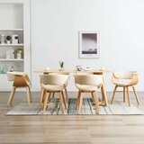  Blagovaonske stolice od savijenog drva i umjetne kože 6 kom krem | shoptok.hr