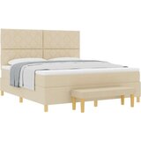 vidaXL Krevet s kutijom s madracem i klupom krem 180x200 cm tkanina | shoptok.hr