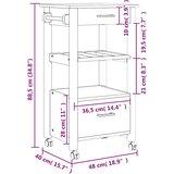  Kuhinjska kolica MONZA 48x40x88,5 cm od masivne borovine Bijela | Shoptok.si