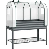 Dvignjena vrtna greda z vrhnjim rastlinjakom 120x55x140 cm siva, (5000228377)