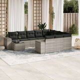 vidaXL 11-dijelni set vrtnih sofa poliratan s jastucima svijetlosivi | shoptok.hr